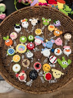 Handmade Crochet Retractable Badge id Name Tag Reels