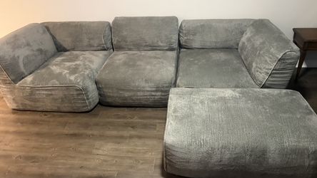 NEW Gray 4-Seater Sofa & Oversized Ottoman – Modern, Spacious Couch