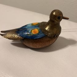 Bird sculpture Chilean art, Santiago, Chile, mixed metals, enamel and lapis lazuli,