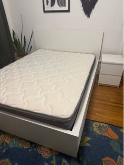 IKEA MALM Queen Bed with Mattress, Storage and Nightstand