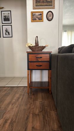 Two-Drawer Wood Side Table