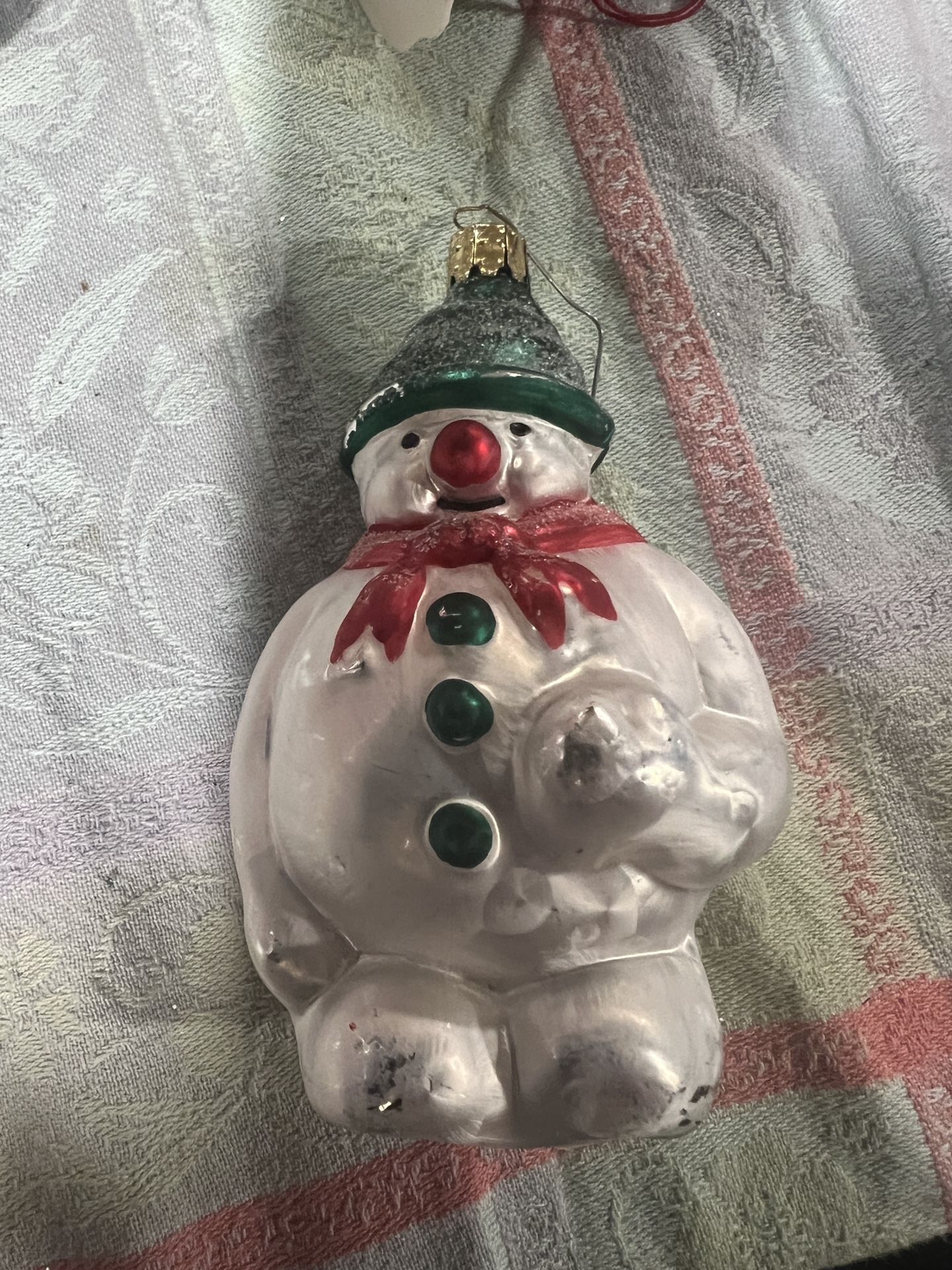 Vintage Glass Ornament Snowman Made In Germany