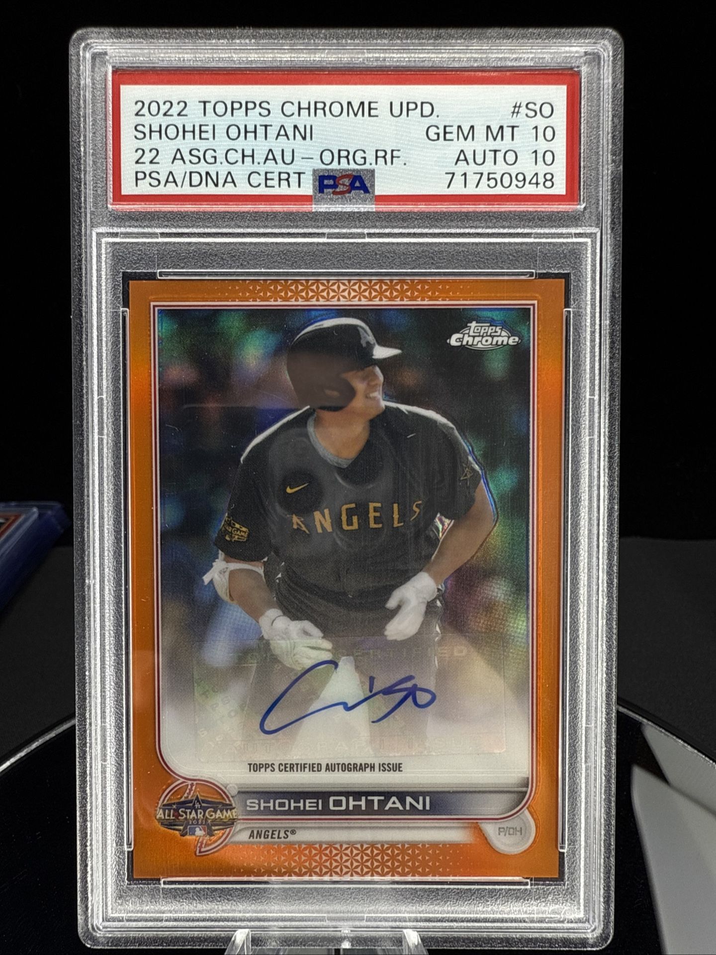 Shohei Ohtani 2022 Topps Chrome Update Auto /25 Orange Refractor PSA 10/10 POP 1