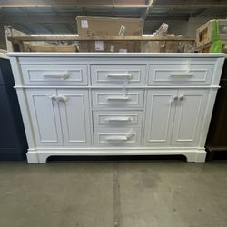Home Decorators Melpark 60in Double Sink Freestanding White Bath Vanity
