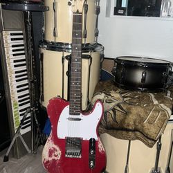 Red Telecaster Squier By Fender Electric Guitar 
