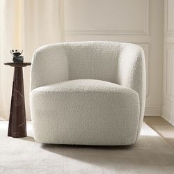 NEW CB2 Crate & Barrel Ivory Boucle Swivel Accent Arm Chair
