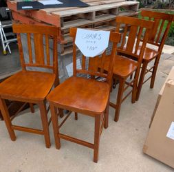 Four (4) Wood Bar Chairs
