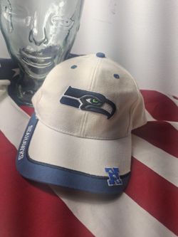 Seattle Seahawks Hat Cap Football NFL Classic White Blue Vintage Retro