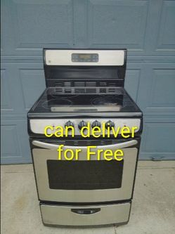 GE Electric Range – 24" Wide Glass Top Stove – Stainless Steel