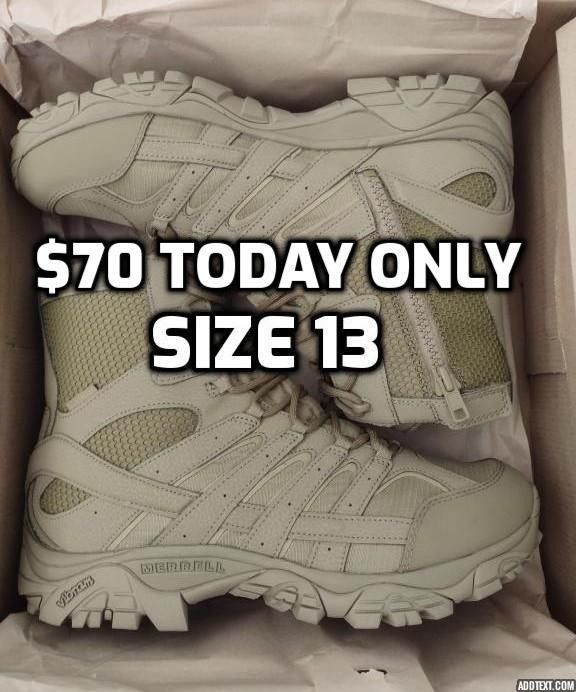 New Men's Merrell Tactical Waterproof Side-Zip Boot, Coyote, 13