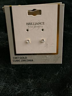 Brilliance Fine Jewelry 14KT Gold Cubic Zirconia Stud Earrings