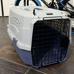 New 2-Door Top-Load Hard-Sided Dogs, Cats Pet Travel Carrier, Gray & Blue, 22.8"L x 15.0"W x 13.0"H