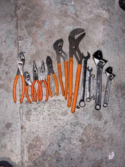 Lot of 11 Hand Tools - Pliers, Channel Locks & Wrenches