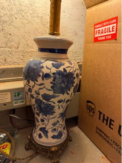 Blue and white lamp