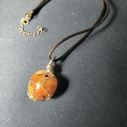 Handmade By Me Wrapped Agatized Amber Necklace For Women