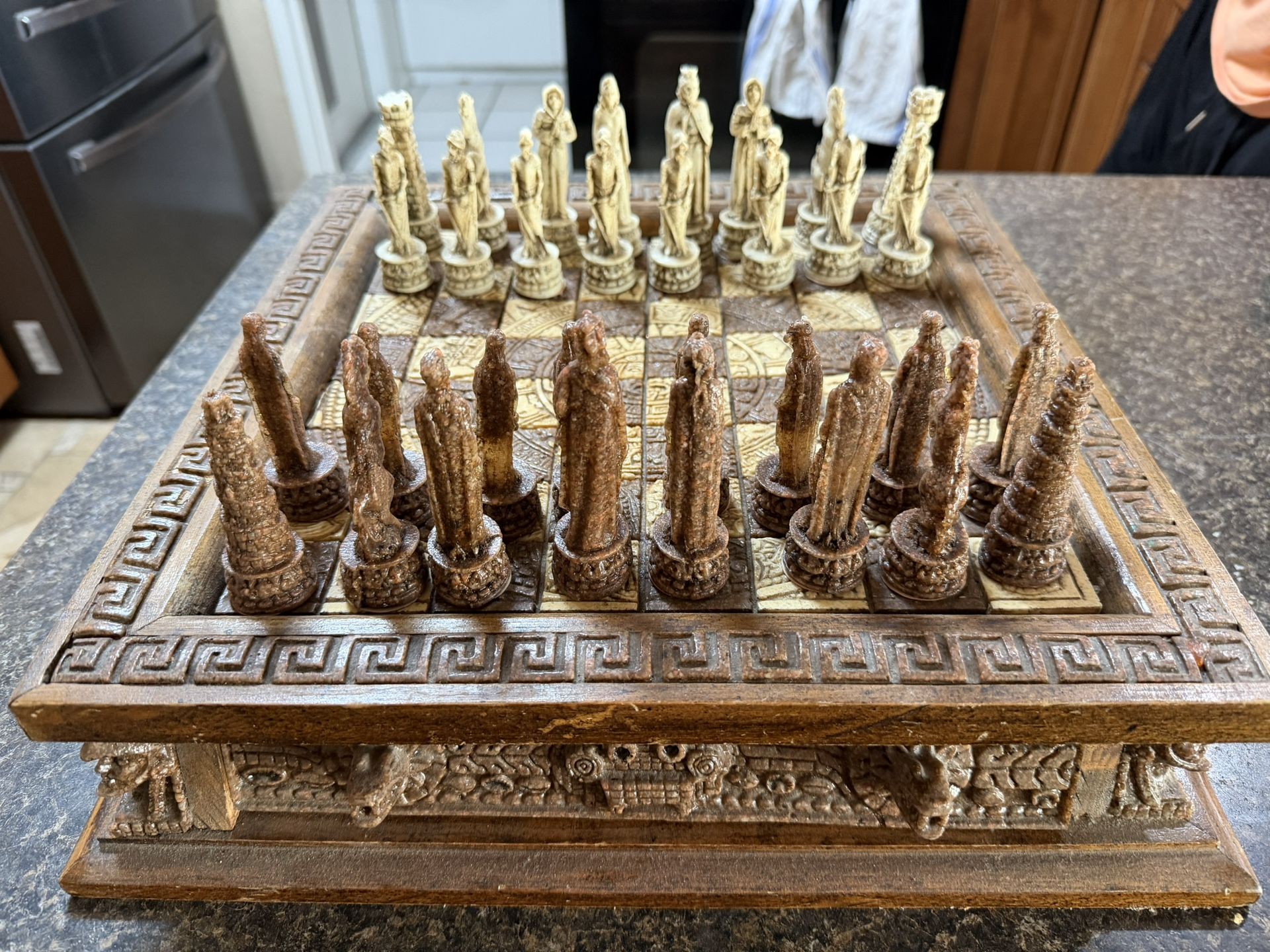 Vintage Aztec Chess Set Complete