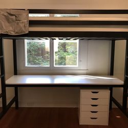 Room & Board Twin Loft Bed Over Desk