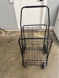 Single-basket folding shopping/utility cart