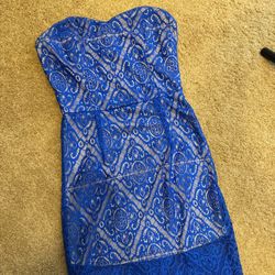 Forever 21 Royal Blue Lace Tube Body Con Dress Small