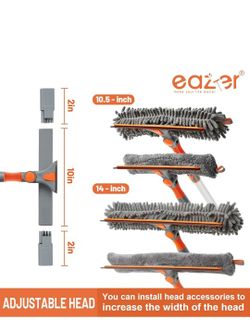Eazer 58'' Squeegee Window Cleaner 2 in 1 Rotatable Window Cleaning Tool Kit with Telescopic Pole
