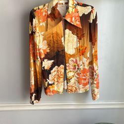 FAVORITE DAUGHTER - Floral Blouse - Flower Shirt - Orange / Yellow - Womens Size Small