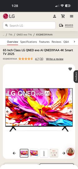 LG 65” QNED SMART TV 2025