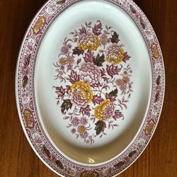 Oval Platter Vintage Ridgway China Canterbury Red Multicolor 14 1/4" x 11 1/4"