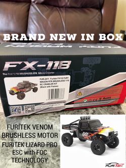 FURITEK FX118 FURY WAGON RTR BRUSHLESS 1/18 RC CRAWLER KIT (BLACK WITH FLAMES)
