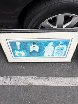 Framed Blue Figurative Art Print
