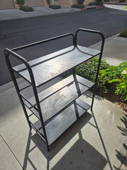 3-Tier Foldable Black Metal Storage Rack