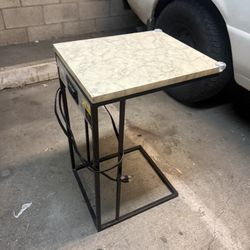 Side table with outlet and usb plugs 