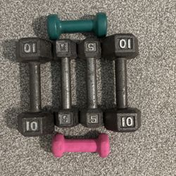 Iron Dumbbell - Pair Of 10LB, Pair Of 5LB, And 2LB & 3LB - 35LB Total