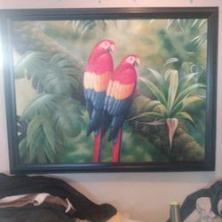 Beautiful Oil Parrot Canvas Painting