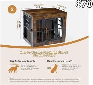 😀 Gardner Pet Dog Crate Furniture for Small Dogs, 27.2 Inch Dog Kennel Indoor, Wooden Dog Cage End Table, Heavy Duty Dog Crate, Rustic Brown