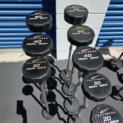 Fixed Barbells Gym Weights Urethane Rubber Olympic Weight Set Straight Bar And Ez Curl Bars