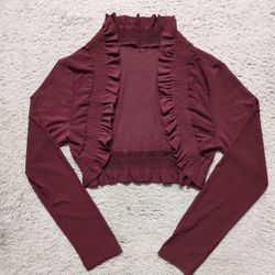 Women's Mesh Shrug Bolero Cardigan-Burgundy