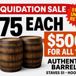 AUTHENTIC Jack Daniels & Barbados Rum Barrels LIQUIDATION - $75 Each or $500 for ALL 12! - $160+ UNDER RETAIL