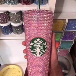 New Pink Full Rhinestoned Starbucks Cup