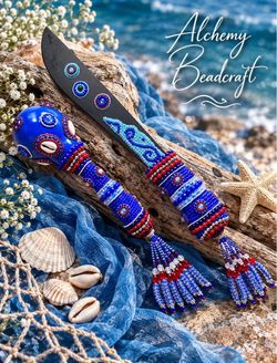 Yemayá Set: Hand-Beaded Àdá & Aṣéré