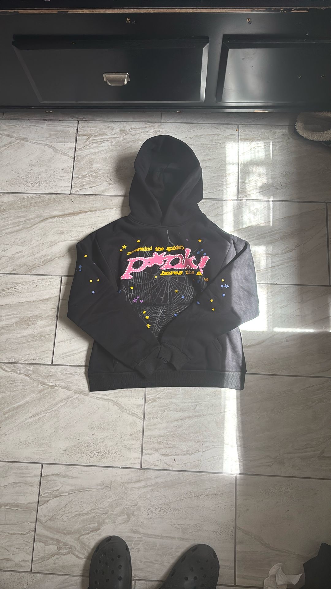 black sp5der hoodie size small never worn