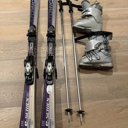Ski Boots, Poles, and Skis