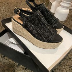 Women’s Black Sandals Woven Wedge By Steve Madden