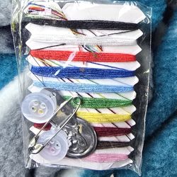 Mini Sewing Kit with Threads, Buttons, Pin, & Sewing Needle 