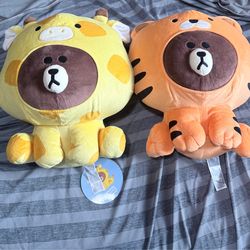 Tiger Bear and Giraffe Bear Plush