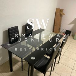 Black Dinning Set 4x Chairs W Table 