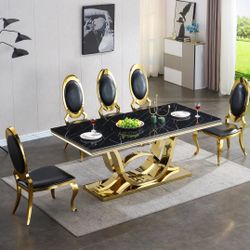 7PCS TABLE SET GOLD BLACK  (AR) $1899 FREE LOCAL DELIVERY  