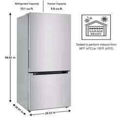 30 in. 18.7 cu. ft. Bottom Freezer Refrigerator in Fingerprint Resistant Stainless Steel, Garage Ready