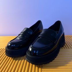 BP Women’s Black Faux Leather Platform Loafers
