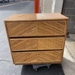 Mid-century Modern 3-drawer  Chest Of Drawers Bamboo Reed 