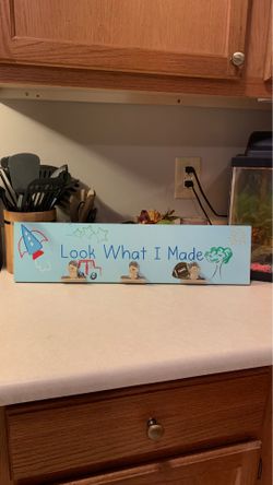 Wooden children's art work display